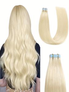 20pcs #60 Straight Tape In Human Hair Extension For Hair Salon Silky Seamless Invisible For Thin Hair Natural Look For Women
