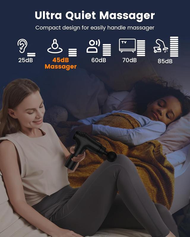 Powerful Deep Tissue Massage Gun for Pain Relief – Handheld Percussion Massager for Athletes, Muscle Recovery & Relaxation – Quiet, Portable & Rechargeable 7
