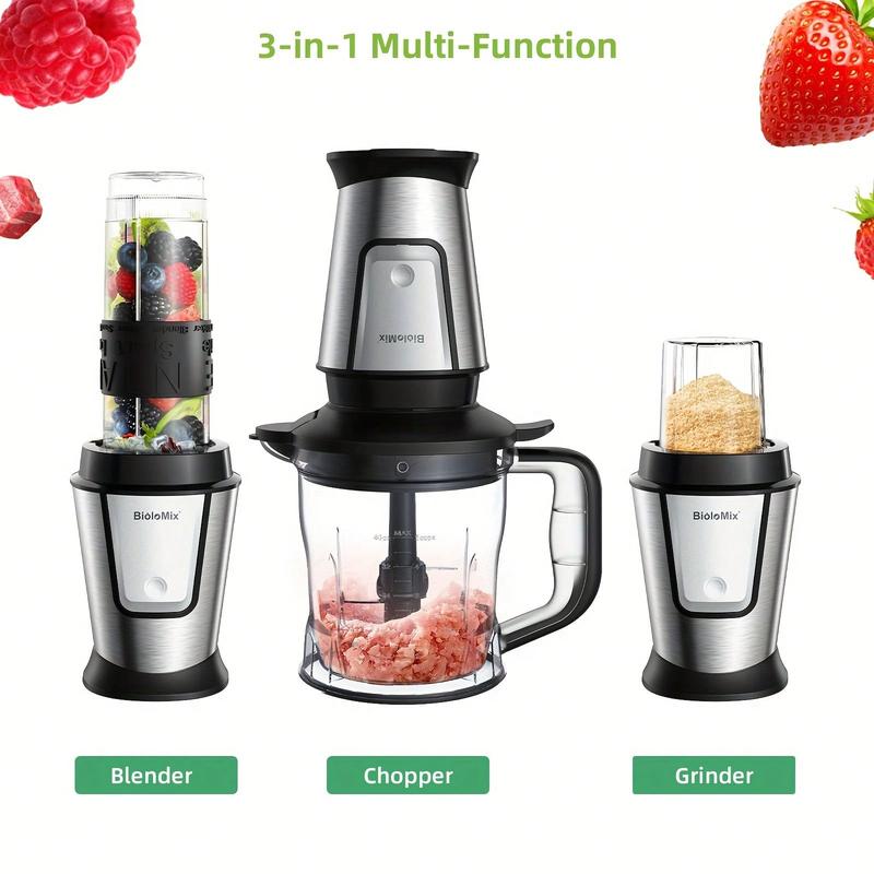 [blenders kitchen] 3-In-1 Multifunctional Food Processor 700W Portable Juicer For Baby, Blender Personal Smoothie Mixer Food Chopper 2