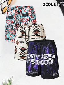 Men's Regular Fit Printed Beach Shorts, Casual Comfy Breathable Shorts for Summer, Men's Bottoms for Beach Vacation