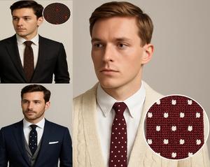 Charming Polka Dot Knit Ties – Artisan Style, Luxury Quality - Handmade Cotton, Casual Outfit Update for Men