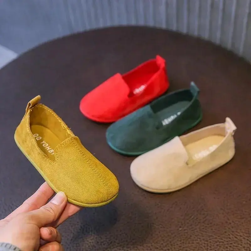 Children's Flat Shoes New Candy Color Simple Casual Shoes Loafers Slip-on Flats Lightweight Boys Girls Leather Shoes Moccasins 0