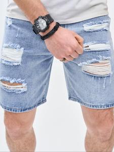 Men's Plain Ripped Denim Shorts, Casual Pocket Design Denim Shorts for Daily Wear, Fashion Men's Bottoms for All Seasons, Cotton