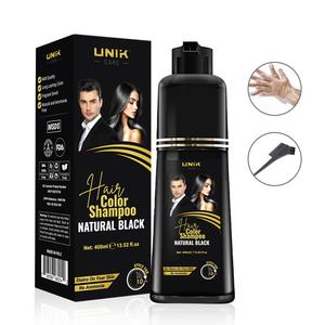 UNIK 3-in-1 Black Hair Dye Shampoo 400ml, Covers Gray Hair Instantly, Herbal Natural Hair Color with Ginseng Extract, Salon-Quality Hair Care at Home