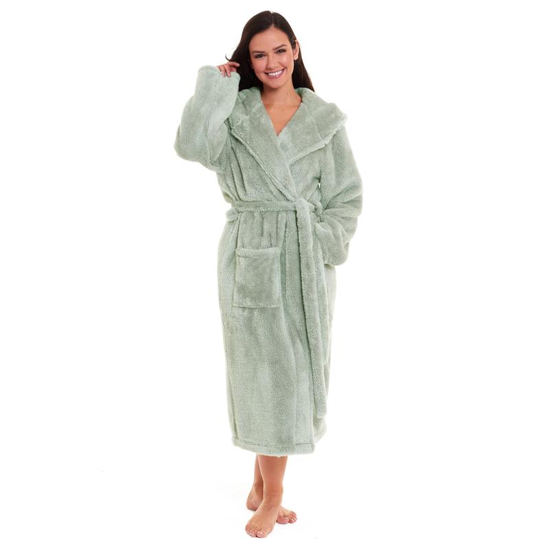 Sage Green Super-Soft Fleece Dressing Gown for Women Extra-Long Velvet Touch Ladies Robe Ultimate Comfort Multiple Sizes UK 8-22 by Daisy Dreamer 3