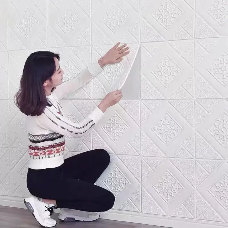3D Foam Tile Wall Sticker Self-Adhesive Waterproof Ceiling Panel, Easy to Install for Home Decoration and Kitchen/Bathroom Use, Peel and Stick, No Tools Needed 1