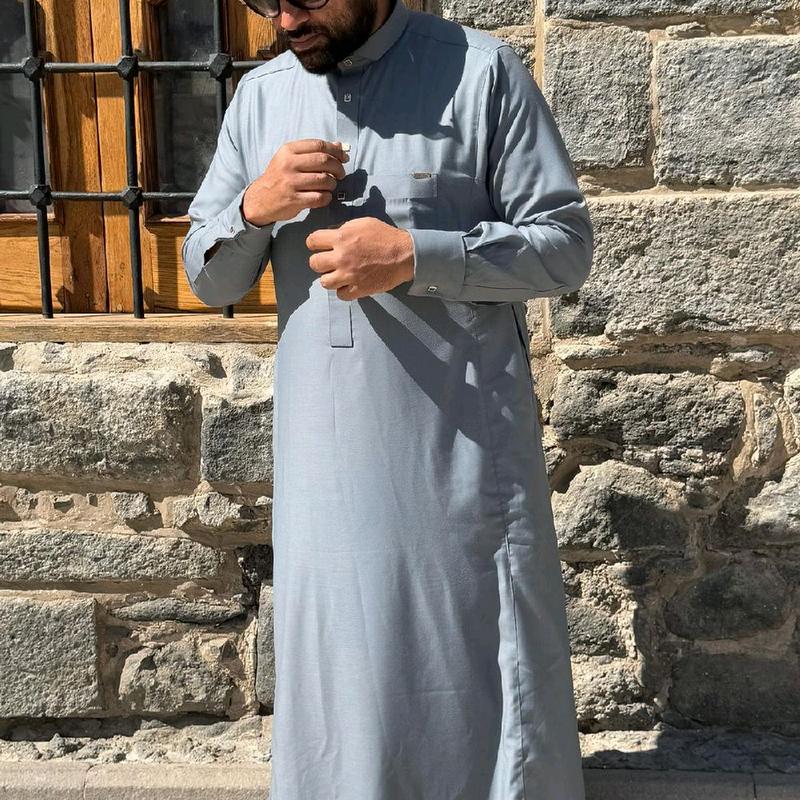 Dark Grey Thobe - Traditional Muslim Men's Clothing 2