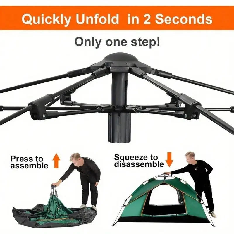 Camping Tent Automatic Dome Tent For 2-3 Person Waterproof And Windproof With Double Layers And Removable Tarpaulin For Camping In The Garden Lightweight Camping 4