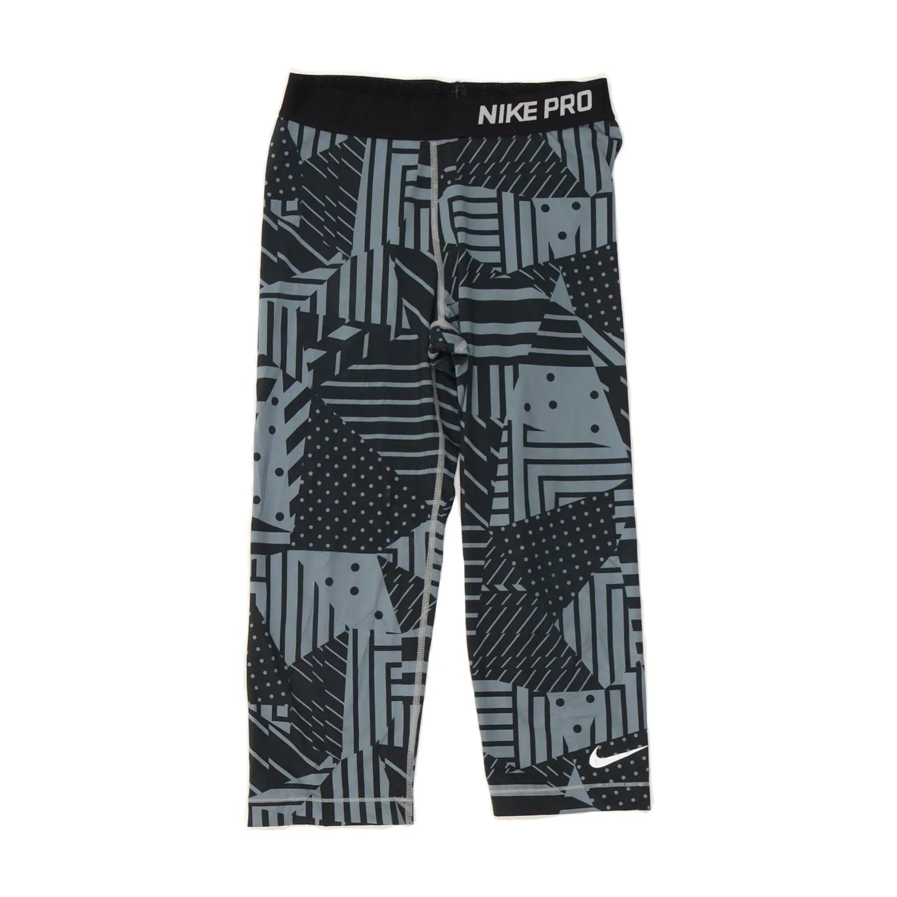 Pre-Owned Vintage NIKE Womens Capri Leggings UK 10 Small  Navy Blue Geometric