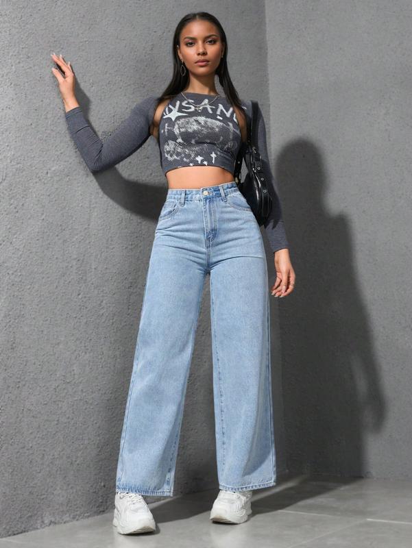 2025 spring new American wide leg jeans women light color washed loose slim mopping denim trousers 4