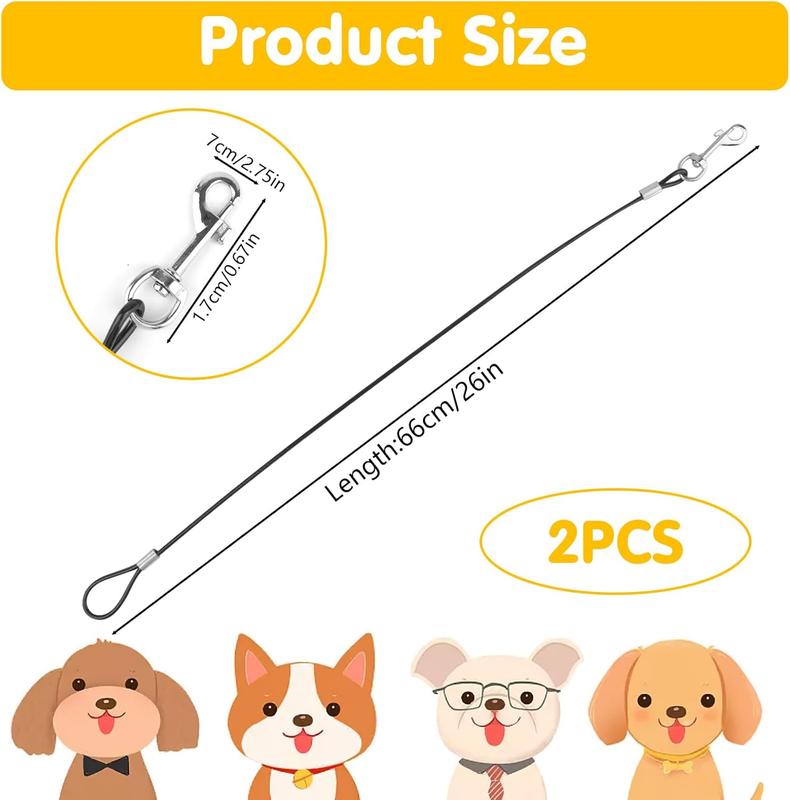 2 Pack Chew Proof Dog Leash,Extension Metal Cable Lead,Heavy Duty Dog Leash Extender Non-Tangle Connect for Small Dogs Walking,Training(Black) 4