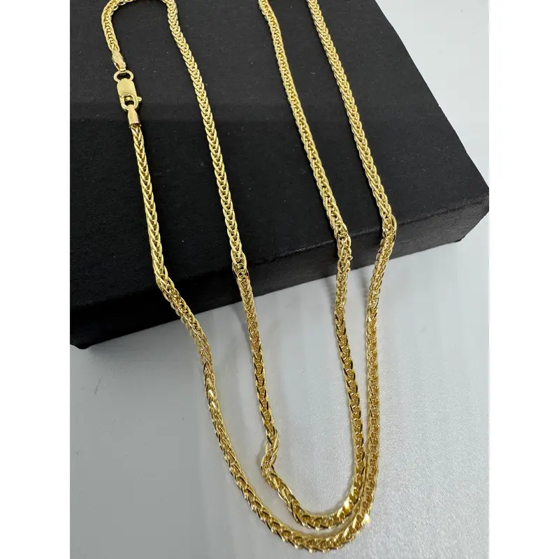 9ct Yellow Gold 2mm Diamond Cut Square Spiga Chain Various Lengths (0537) 4