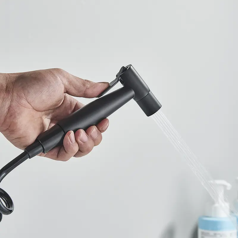 Onyzpily Matte Black Kitchen Faucet With Spray Gun Wall Mounted Hot Cold Water Mixer Tap Rotatable Faucets Dual  Water Mode 3