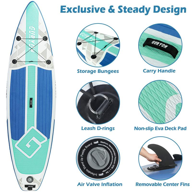 Product Introduction of Paddle Board, Inflatable Stand Up Paddle Board Ultra-light ISUP 10’x 30" x 6" Paddle Board with Adjustable Paddle, Hand Pump, Leash, Repair Kit, Waterproof Phone Case, Paddle Board for Adults 1