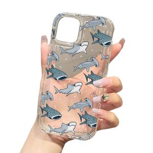 Clear Shark Pattern Phone Case, Anti-drop Cellphone Protective Case, Total Protective Shockproof Screen Protector Case for iPhone 11/12/13/14/15, Casing, Electronics Accessories, Protector