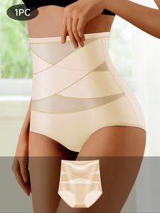 Women's Solid Color Crossed High Waist Shapewear Panty, Casual Comfy Breathable Tummy Control Shaper, Ladies Shapewear Bottoms for All Seasons