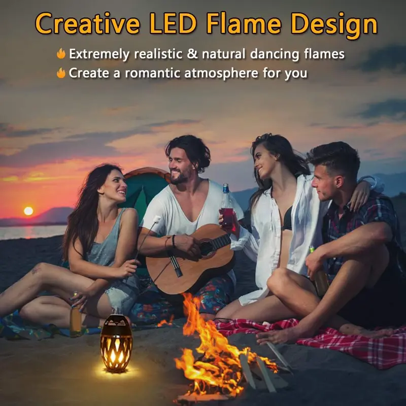 2-Pack Led Flame Speakers, Flame Torch Atmosphere Speaker Bluetooth 4.2 Wireless Portable Outdoor HD Audio Waterproof Speaker with LED Flickers Warm Night Lights for iPhone/iPad/Android 6