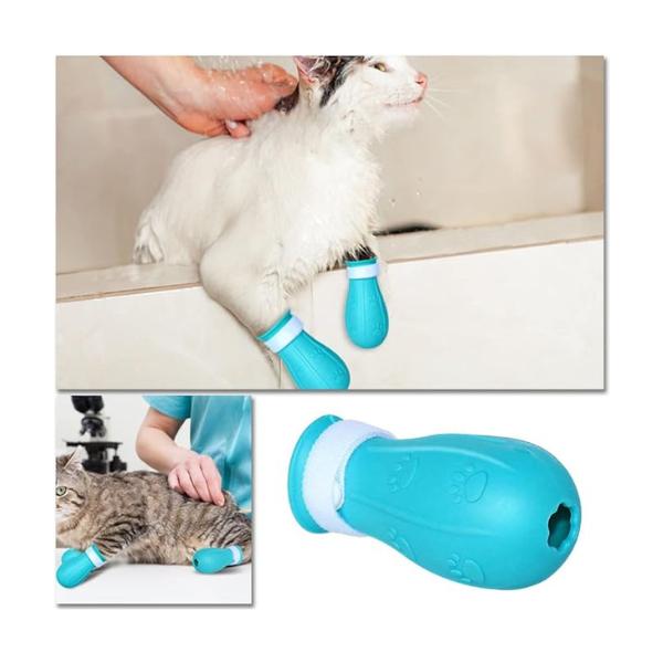4 Pcs Cat Anti-Scratch Boots Adjustable Cat Paw Protector Foot Covers Cat Claw Protection Shoes for Home Bathing Shaving Cat Paw Protector 2