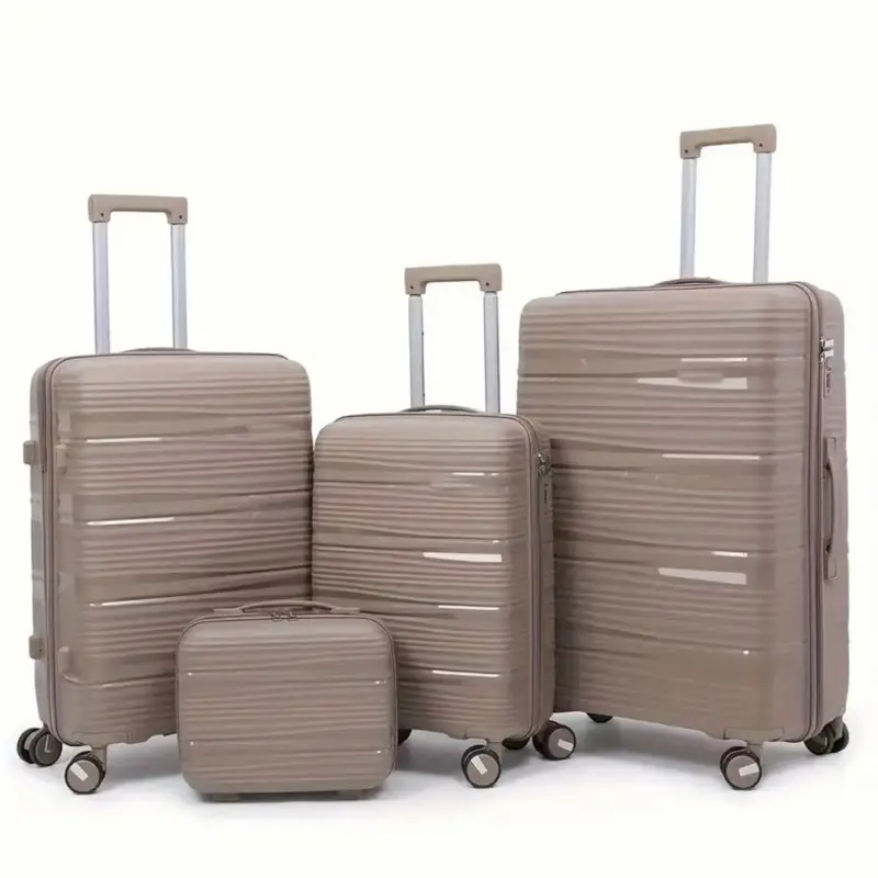 Set of 4 Travel Suitcase Set: 13", 20", 24", 28" PP Luggage with TSA Locks and 360° Swivel Wheels