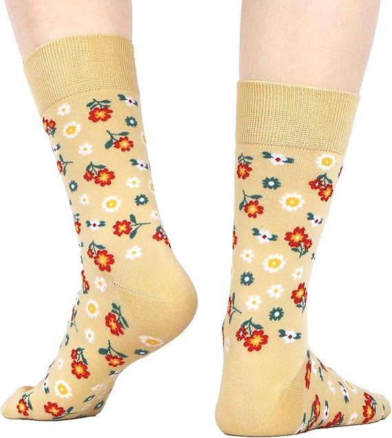 Product Introduction of Women's Bamboo Soft Breathable Casual Socks, 3 Pairs Multicolor Novelty Animal Seamless Pattern Socks, 4-7，6-9 Menswear 1