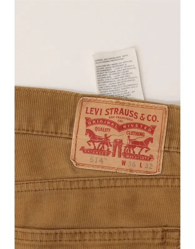 Pre-Owned Vintage LEVI'S Mens 514 Straight Corduroy Trousers W36 L32 Beige Cotton 4