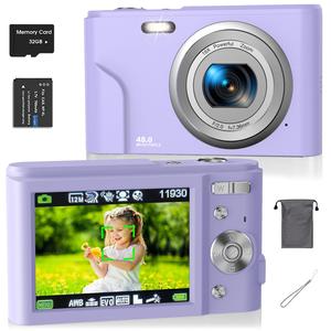 Auto Focus Digital Camera, 1 Count Full HD 1080P/48MP Mini Camera with 32G Memory Card, Ff (F/3.2, f=7.36mm), 16x Zoom for Teenagers Beginners, Digital Portable Autofocus Vlogging Camera, Portable Travel Camera