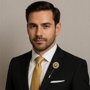 Golden Flame – Men’s Luxury Resin Gold Crystal Lapel Pin | Formal Suit Brooch Gala's Prom Weddings & Black Tie  #MensLuxury #GoldenDrip