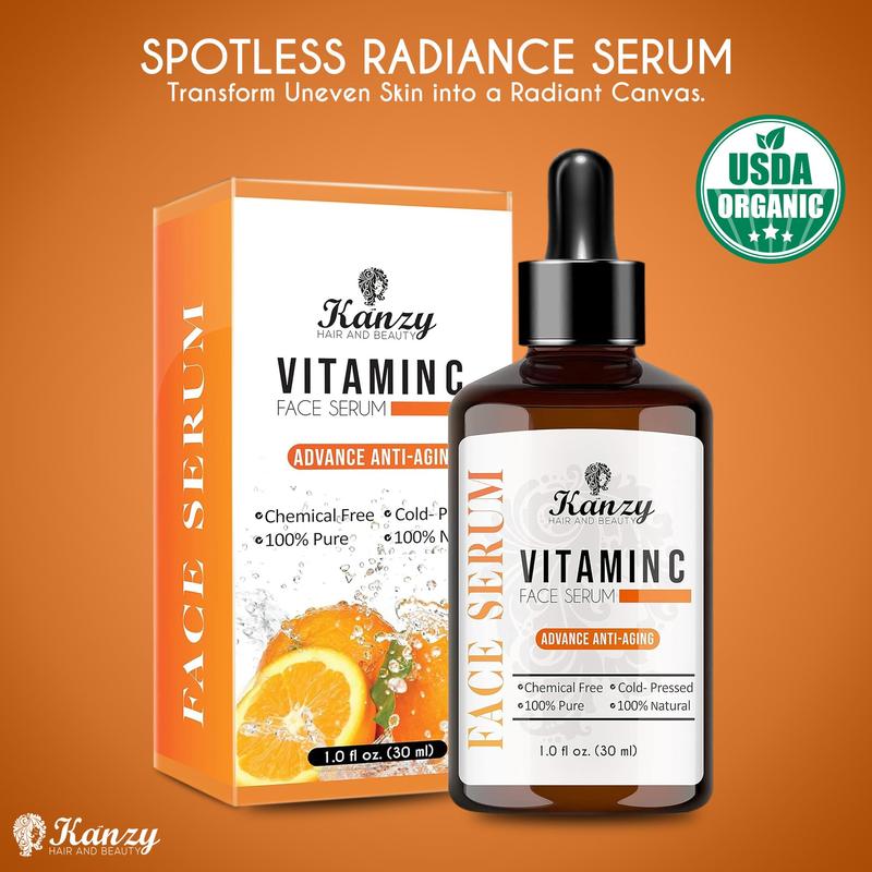 Kanzy Vitamin C Serum for Face with 20% Hyaluronic Acid 30 ml Discoloration Correcting Serum for Even Tone Complexion to Boost Skin Collagen and Elasticity Face Serum for Women & Men 2