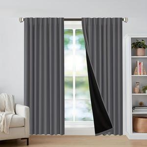 Blackout Curtain, 2 Counts Modern Minimalist Style Polyester Curtain, Decorative Curtain for Living Room, Bedroom, Office Decor