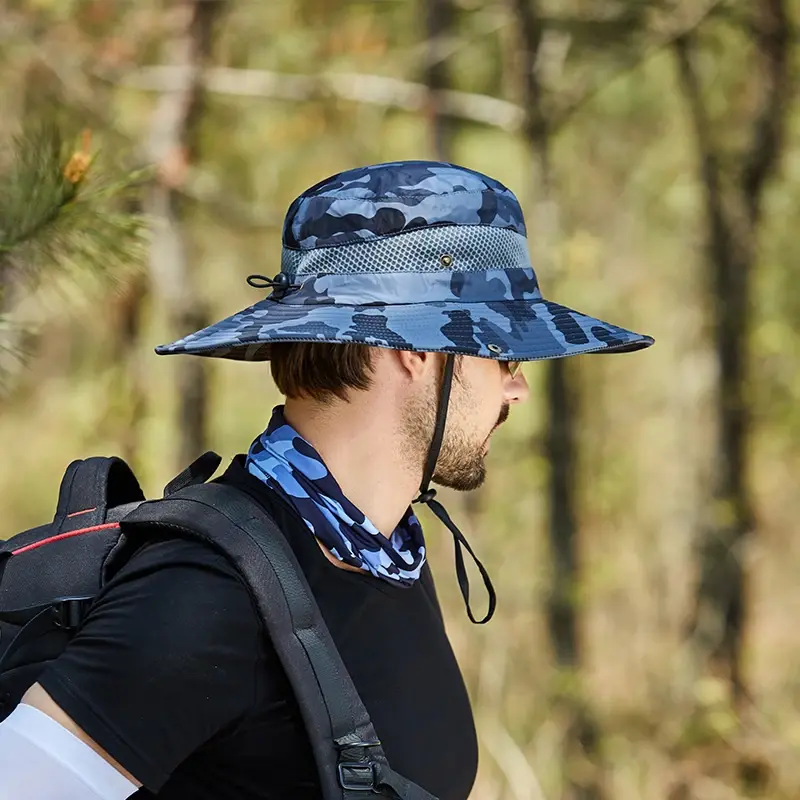 Camouflage Bucket Hat for Men Outdoor Hiking Cycling Safari Breathable Visor Cap CAP FOR MEN Women Summer Sun Protection Hat 4