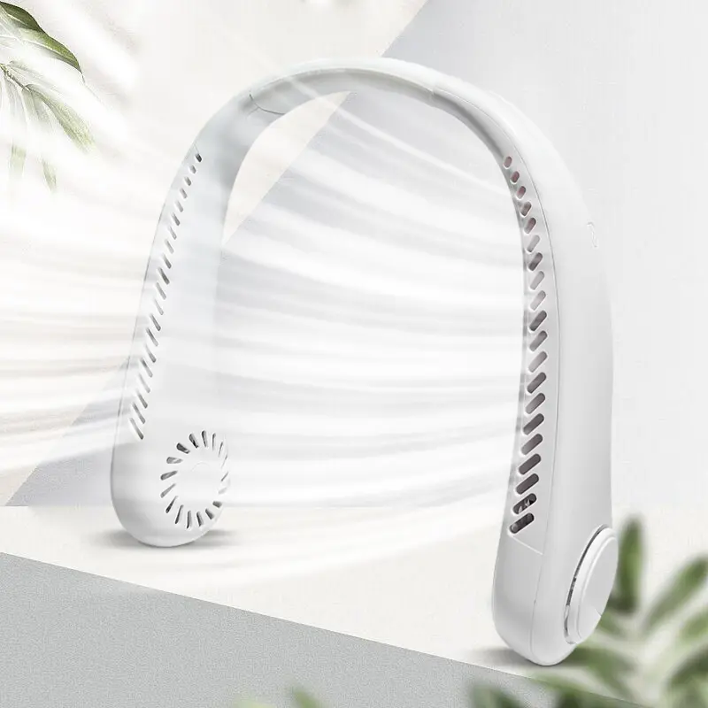 Portable Neckband Fan Bladeless Lazy Neck Hanging Cooler USB Rechargeable small Cable Button 6
