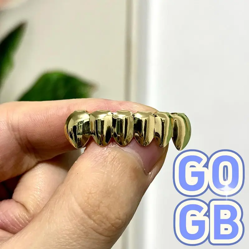 2025 NEW Gold Silver Color DIY 2/6 Top Bottom Glossy Teeth Grillz Hip Hip Tooth Caps For Women Men Jewelry Halloween Gift (Easter Gifts) Daily Gel 0