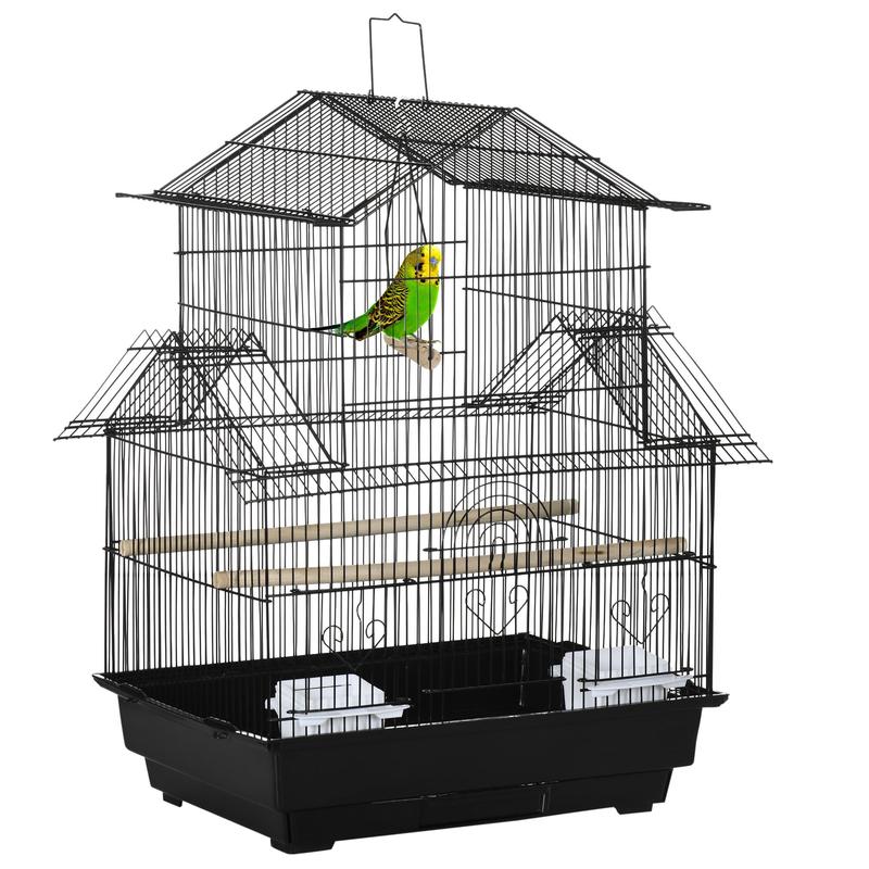 PawHut Metal Bird Cage - Small with Perch, Food Container & Handle for Finch and Canary 2