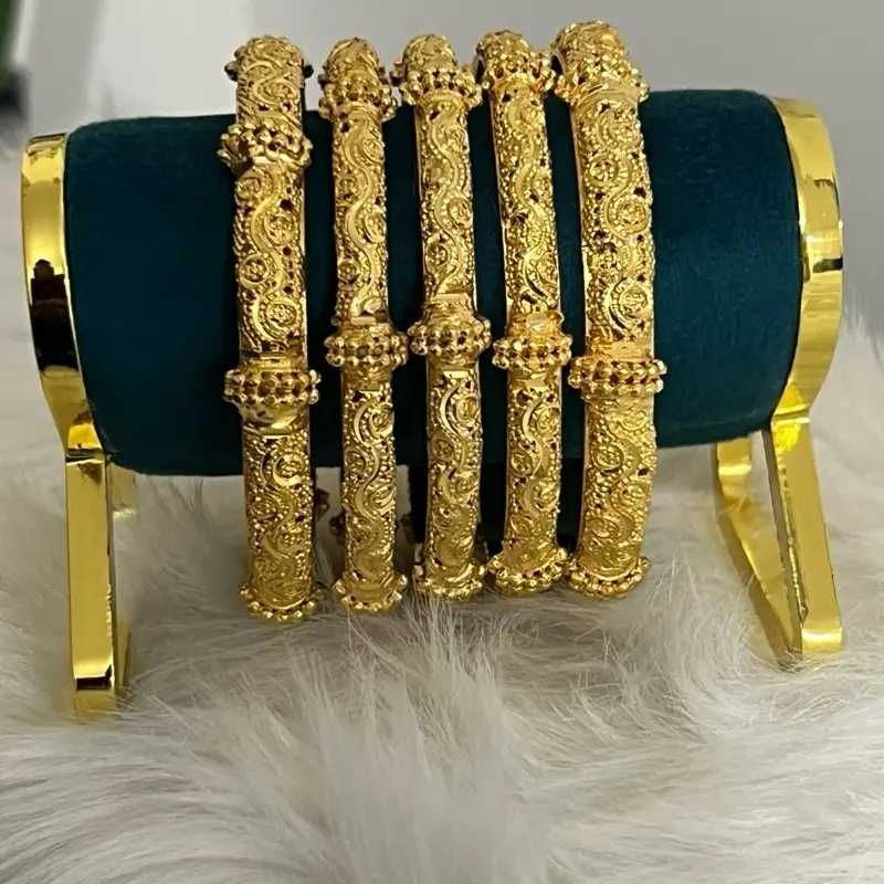Gold Plated Bangles Set for Women - 6 Pieces