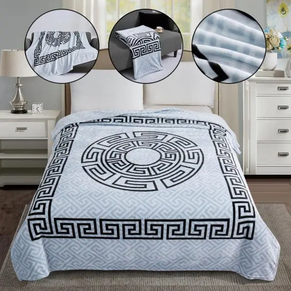 Thread & Tailor Luxurious Faux Fur Fleece cooling blanket Throw with Elegant Greek Border – Ultra-Soft Blanket for Bed, Sofa, or Chair – Premium Cozy Decor for Home, Travel, or Office – TikTok Trending Plush Throw for Comfort, Warmth & Stylish Gifting 5