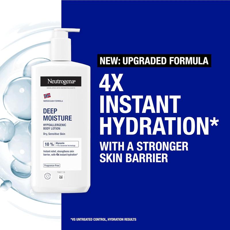 2x Neutrogena Deep Moisture Hypoallergenic Body Lotion 400ml,Sensitive, Dry Skin 6
