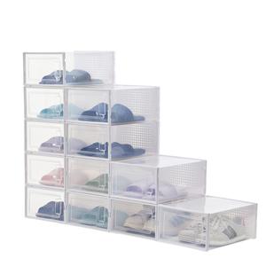 Periea ‘Dani’ Shoe Storage Boxes – Clear Thick Plastic, Stackable Shoe Box with Front & Rear Frames for Extra Rigidity – Thicker than Rival Boxes – 2 Sizes Organiser Pack