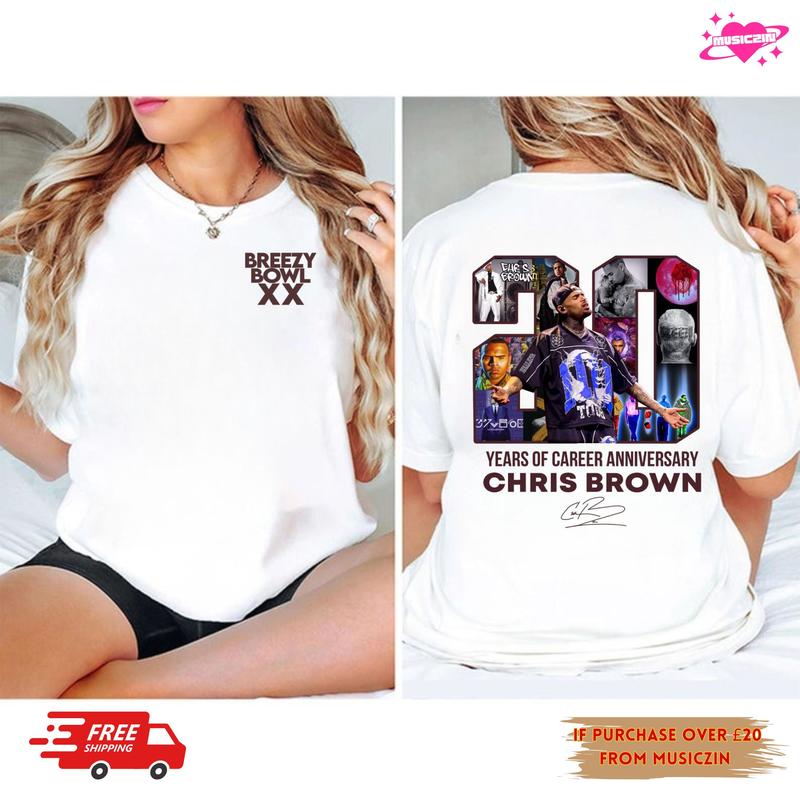 Chris Brown Breezy Bowl XX Tour 2 Sided T-Shirt, Chris Brown Album Shirt, Chris Brown Fan Gift, Chris Brown Merch Shirt, Music Fan Cb Tour 2025 Shirt 1