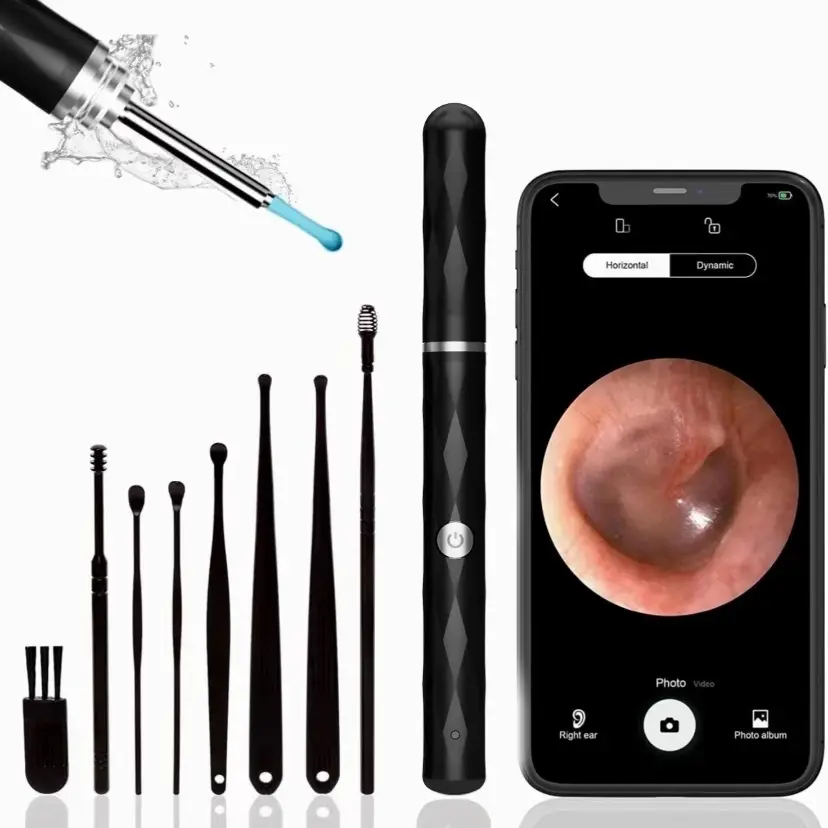A LIFE 1296P Ear Wax Removal, Ear Cleaner with Camera and Light, Ear Wax Removal Kit, Ear Cleaning Tool with 6 Ear Spoon, Ear Camera for iPhone & Android Phones Silicone Must-have artifact for everyone