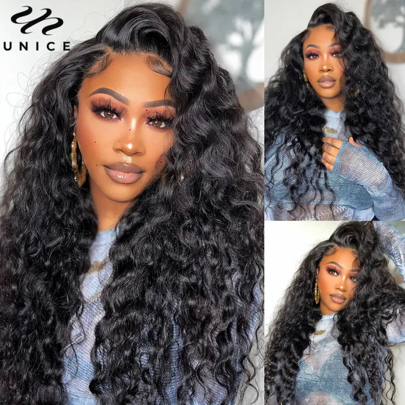 200% 250% Deep Wave 5x5 HD Lace Wig Human Hair Pre Plucked Full Human Hair Lace Wigs Match All Skin Tones 5