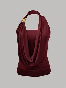 Women's Plain Beaded Decorated Tank Top, Casual Sleeveless Top for Daily Wear, Ladies Clothes for All Seasons, Womenswear