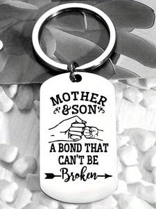 Mother & Son Pattern Keychain, Stainless Steel Keychain for Son, Fashion Accessories for Daily Use, Trendy All-match & Exquisite Keychain for Birthday Gift