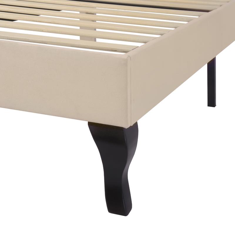 Upholstered bed 90*190 with slatted frame and headboard, Upholstered bed with height-adjustable headboard, Youth bed, Single bed, Wooden slat support, Easy assembly, Velvet, Beige 6