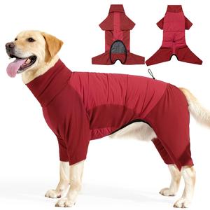 Winter Dog Clothes Thick Warm Sweatshirt, Full Coverage Waterproof Windproof High Neck Adjustable Leash Large Dogs, Snow Proof