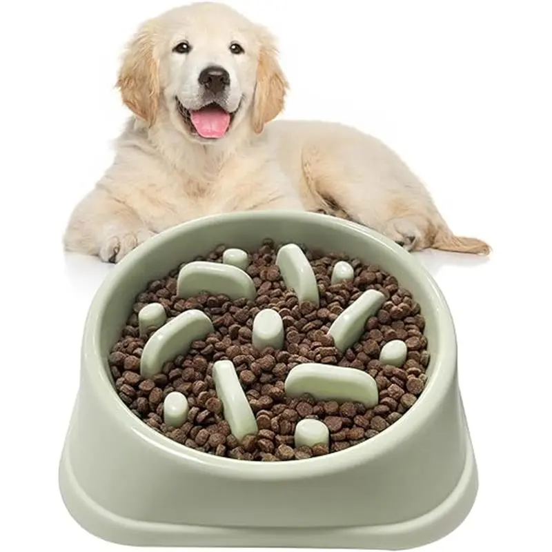 Slow Feeder Dog Bowl Green Maze Design Prevents Choking & Overeating Non-Slip Base 18x18x4.5cm for Small to Medium Dogs 0