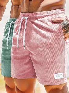 Men's Letter Print Contrast Trim Shorts, Casual Regular Fit Drawstring Waist Shorts for Summer, Men's Bottoms for Daily Wear