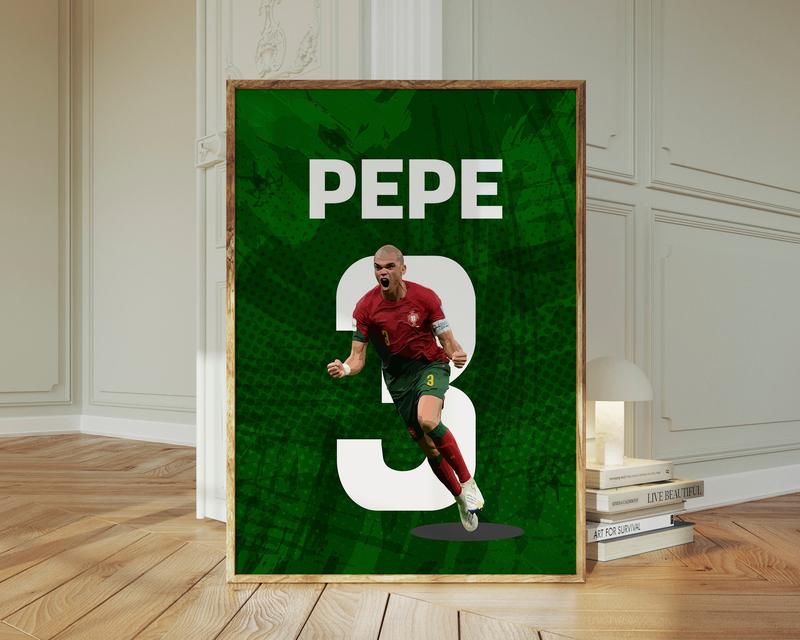 able Pepe Poster, Football Present for Pepe Lovers, Portuguese Soccer Legend, Portugal National Team Wall Art, 20x25 Centimeters, Unframe 3