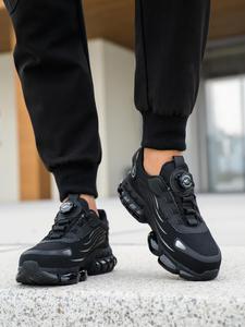 Men's Casual Lace Up Steel Toe Rotating Automatic Buckle Design Work Shoes, Lightweight Comfortable Safety Shoes, Wear-resistant Anti-impact Anti-puncture Shoes for Outdoor Work