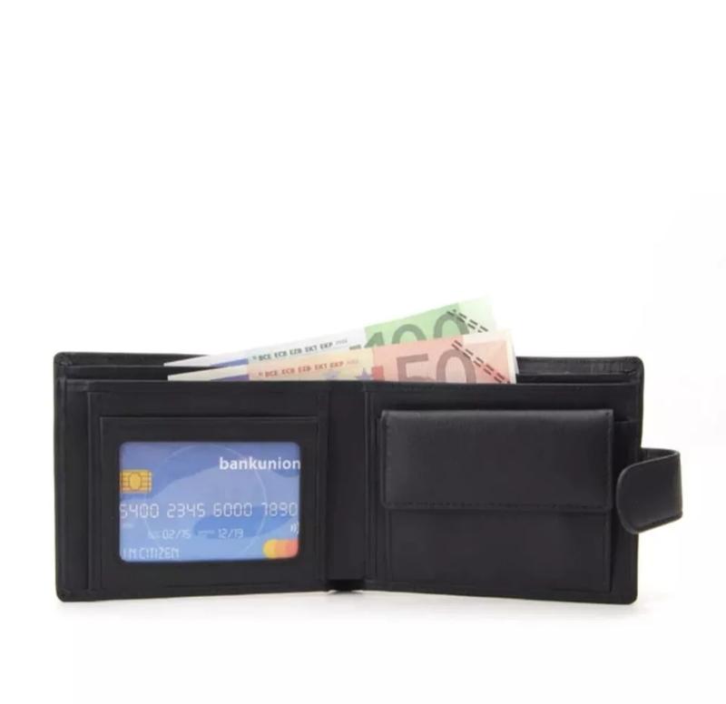 Men's RFID Blocking Genuine Leather Wallet with Snap Button leather wallet 2