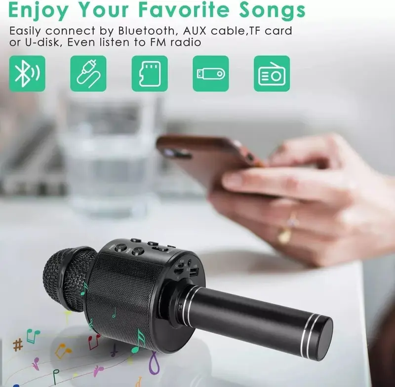 Karaoke Microphone Speaker Handheld KTV Player Mic Party Wireless Bluetooth UK 3